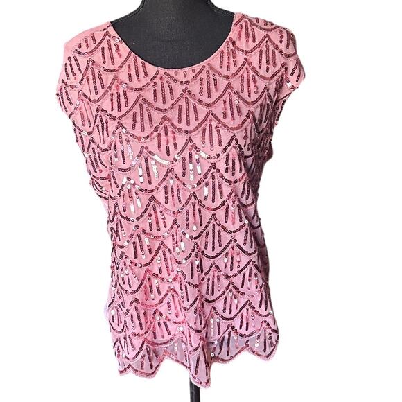 Knapp Studio Pink Embellished Blouse – Short Sleeve Dressy Top – Size S - Picture 1 of 6